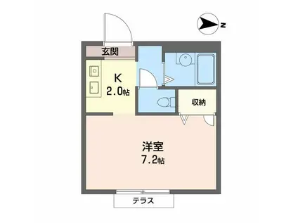 メゾンド・ヴェールF(1K/1階)の間取り写真