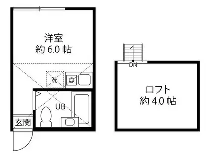 井土ヶ谷マリンルージュ(ワンルーム/2階)の間取り写真