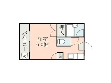 メモリアルハイツ(ワンルーム/2階)の間取り写真