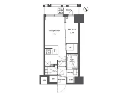 コンフォリア台東根岸(1DK/10階)の間取り写真