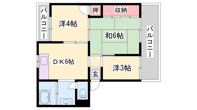 明伸第1ビル(3DK/3階)の間取り写真