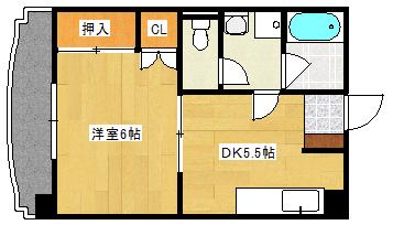 太陽ビル(1DK/2階)の間取り写真