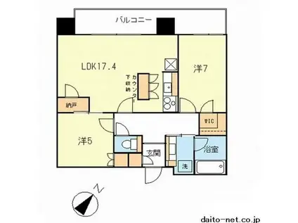 ブリリアグランデみなとみらいパークフロントタワー(2SLDK/29階)の間取り写真