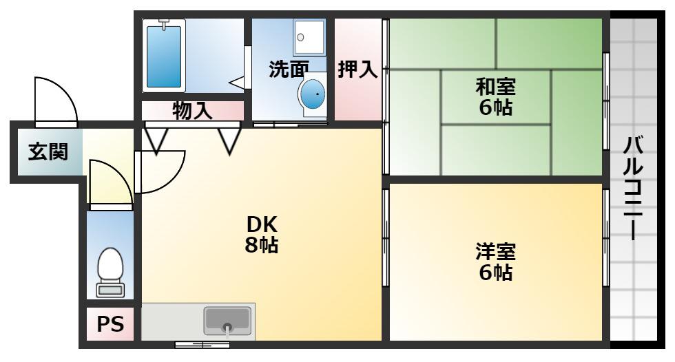 サンハイム天美(2DK/3階)の間取り写真