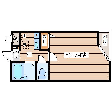 ベルシティ台原パーク(1K/4階)の間取り写真