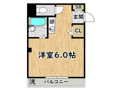 ルーミングイン千舟(ワンルーム/4階)の間取り写真