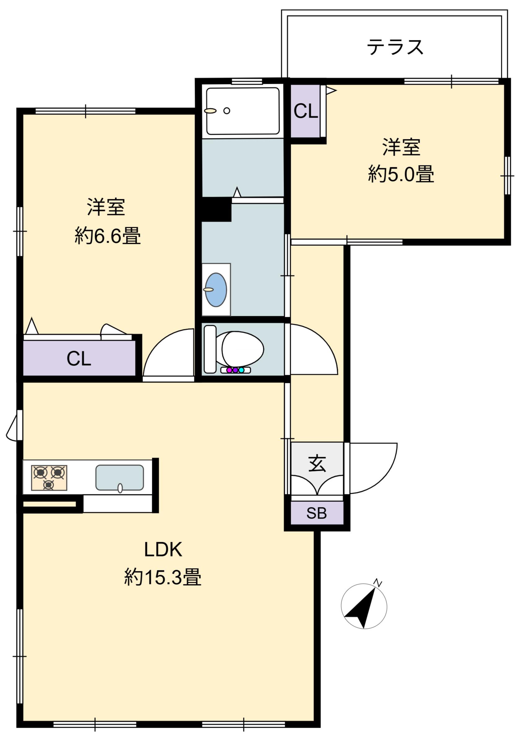 シャーメゾン セレッソカーサ(2LDK/1階)の間取り写真