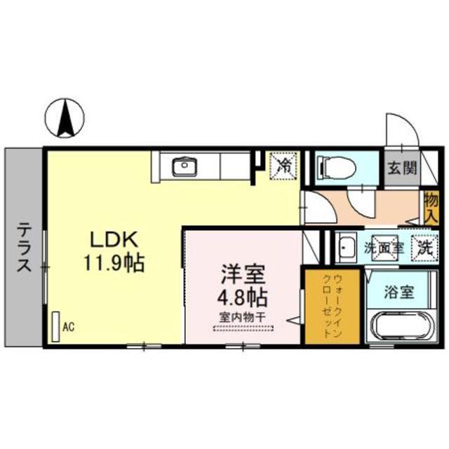 フェリーチェ鳳(1LDK/1階)の間取り写真