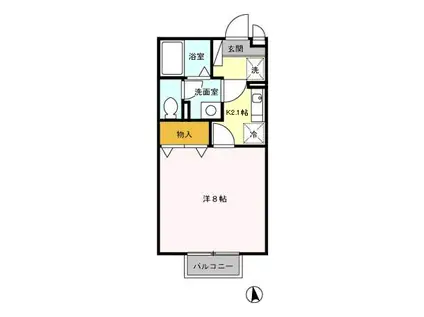 セジュールFK(1K/1階)の間取り写真