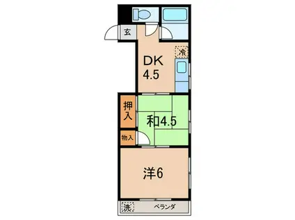 グリーンハイツ(2DK/1階)の間取り写真