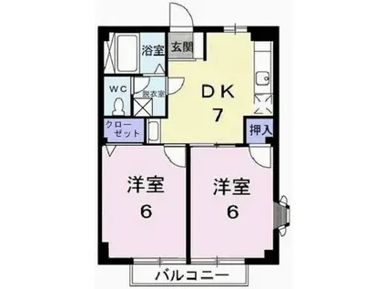 エルドミール(2DK/1階)の間取り写真