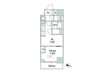 GRANPASEO東十条(1DK/5階)の間取り写真