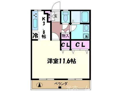 メゾン増田(1K/3階)の間取り写真