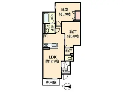 DEMEUR CRECIAII(1SLDK/1階)の間取り写真