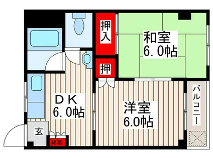コーポラス浅(2DK/1階)の間取り写真