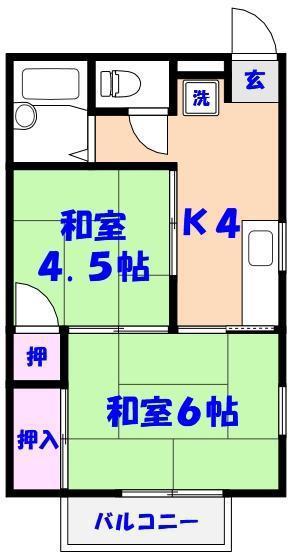 佐久間コーポ(2K/2階)の間取り写真