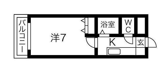 シャトー太宰府(1K/2階)の間取り写真