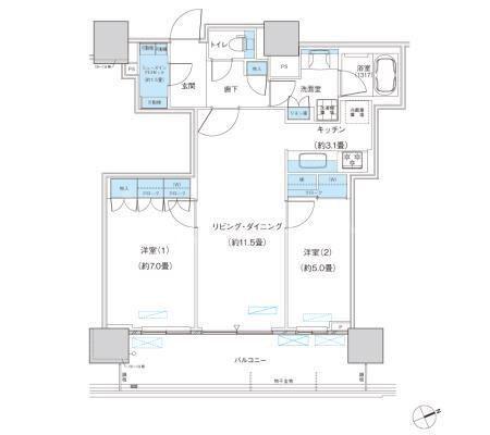 パークシティ柏の葉キャンパス ザ・ゲートタワー ウエスト(2LDK/16階)の間取り写真