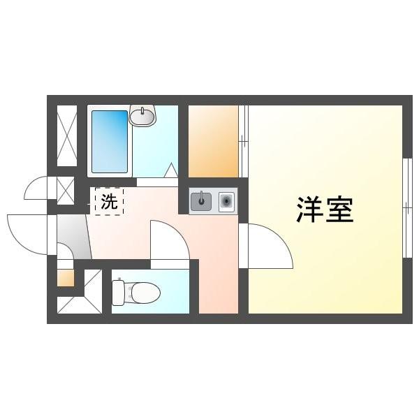 レオパレスニ中前一(1K/1階)の間取り写真