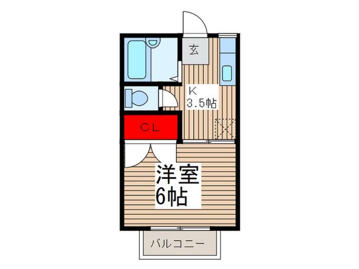 ベルメゾン南台(1K/2階)の間取り写真