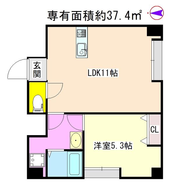 きんこん館(1LDK/3階)の間取り写真