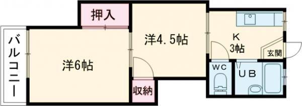 ハイツ15(2K/3階)の間取り写真