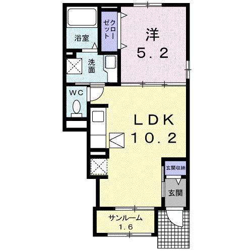 グレースコートC(1LDK/1階)の間取り写真