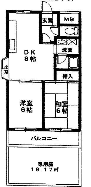 ロイヤルハイツ有野(2DK/3階)の間取り写真