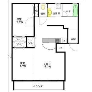 郷東マンション(2LDK/3階)の間取り写真