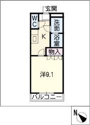 サンフォレスト(1K/1階)の間取り写真