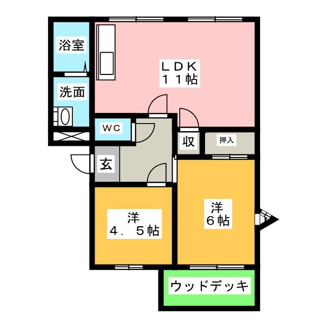 メゾンルック B棟(2DK/1階)の間取り写真