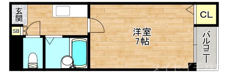 グランドウィング(1K/2階)の間取り写真