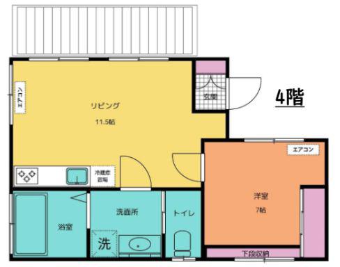 CT笹塚ビル(1LDK/4階)の間取り写真