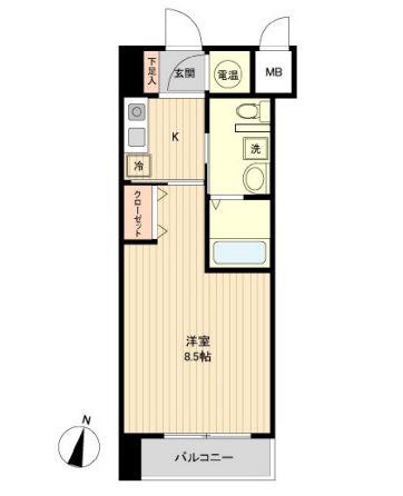 アントラ立町(1K/6階)の間取り写真