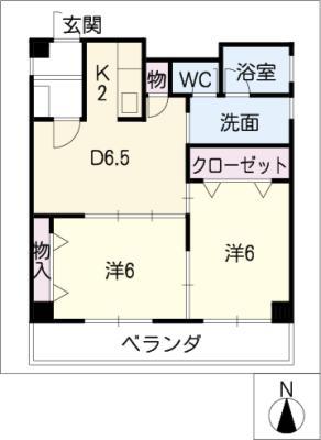 エトワール本町(2DK/3階)の間取り写真