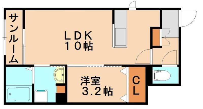ボン・シャンスIII(1LDK/1階)の間取り写真