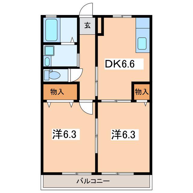 かたつけや(2DK/2階)の間取り写真