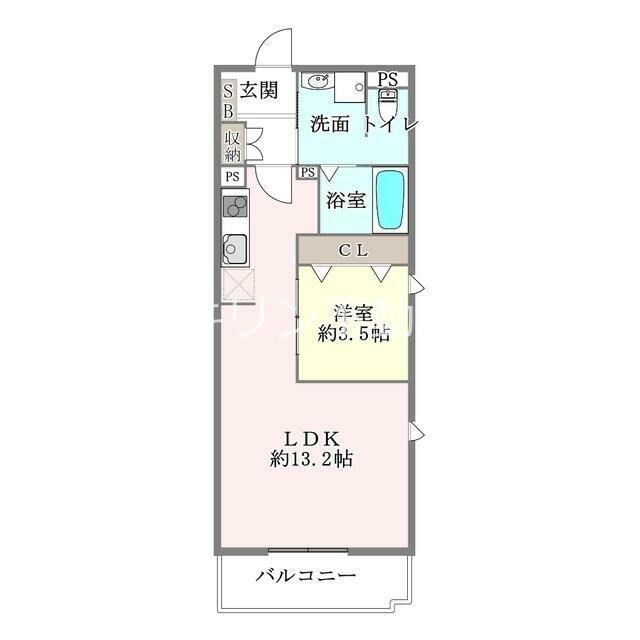 ラ・テール(1LDK/4階)の間取り写真