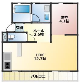 RENATUS若葉(ワンルーム/3階)の間取り写真