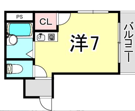 ビクトワール・シェル(ワンルーム/3階)の間取り写真