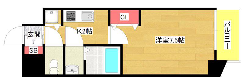 ジアコスモ大阪ベイシティ(1K/4階)の間取り写真