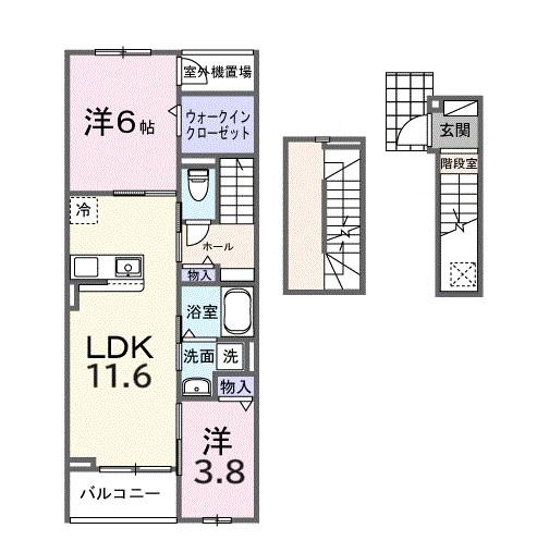 ミルト ブリッサ 大原(2LDK/3階)の間取り写真