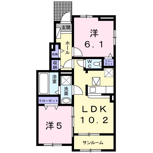 グランメール(2LDK/1階)の間取り写真