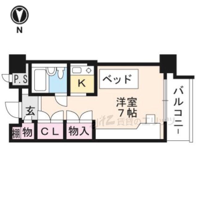 ビエラコート高槻(ワンルーム/4階)の間取り写真