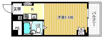ヴィラ福島(1K/2階)の間取り写真