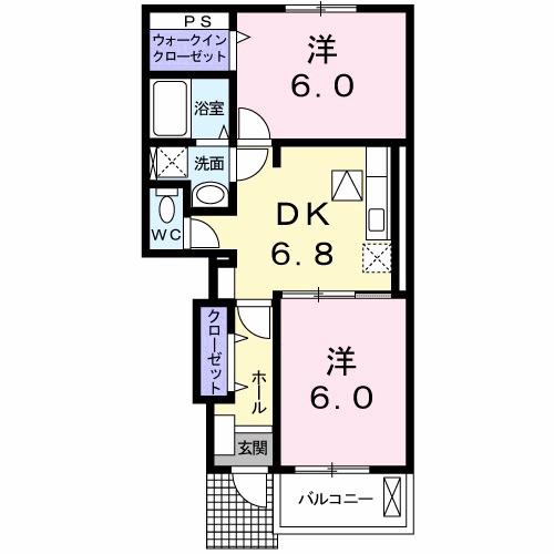 サニープレイスB(2DK/1階)の間取り写真