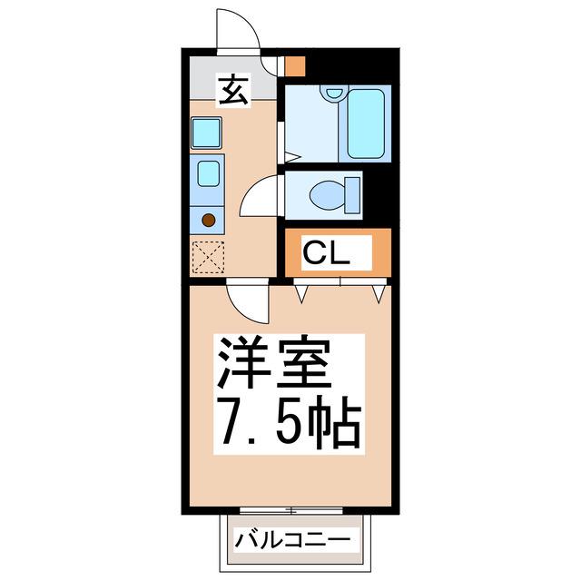レジデンス尾ノ上(1K/1階)の間取り写真