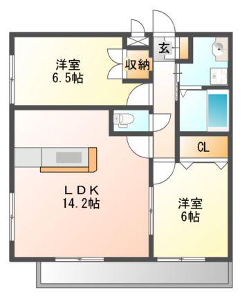 パレ ロイヤル(2LDK/1階)の間取り写真