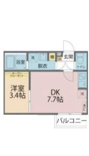カインドネス東浦和(1DK/1階)の間取り写真