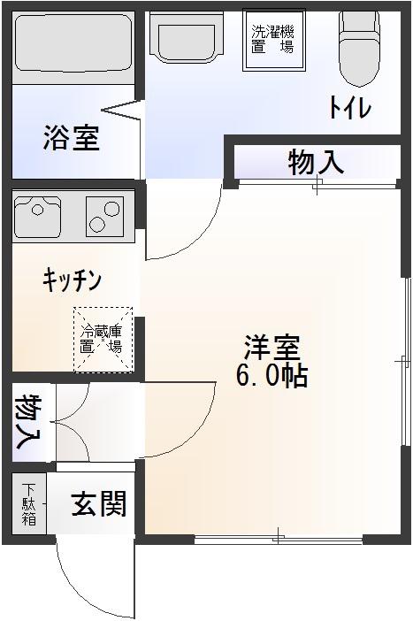 ルーラル茜(1K/2階)の間取り写真